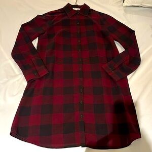 Buffalo plaid button-down dress
